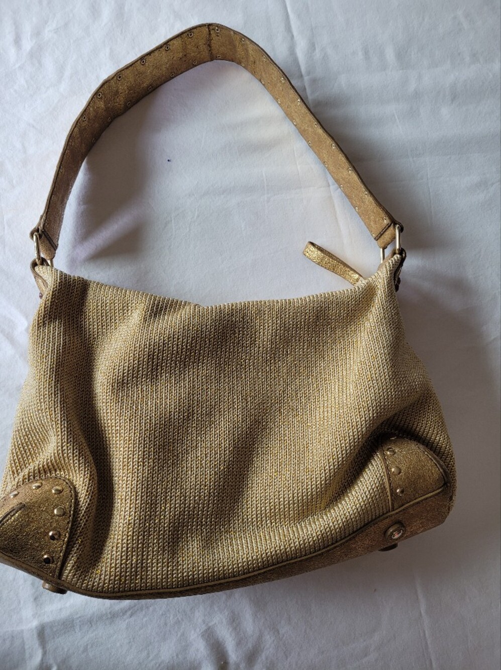 The Sak Woven Gold Shoulder Bag - Elegant Everyday Tote